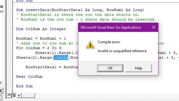 compile error in excel